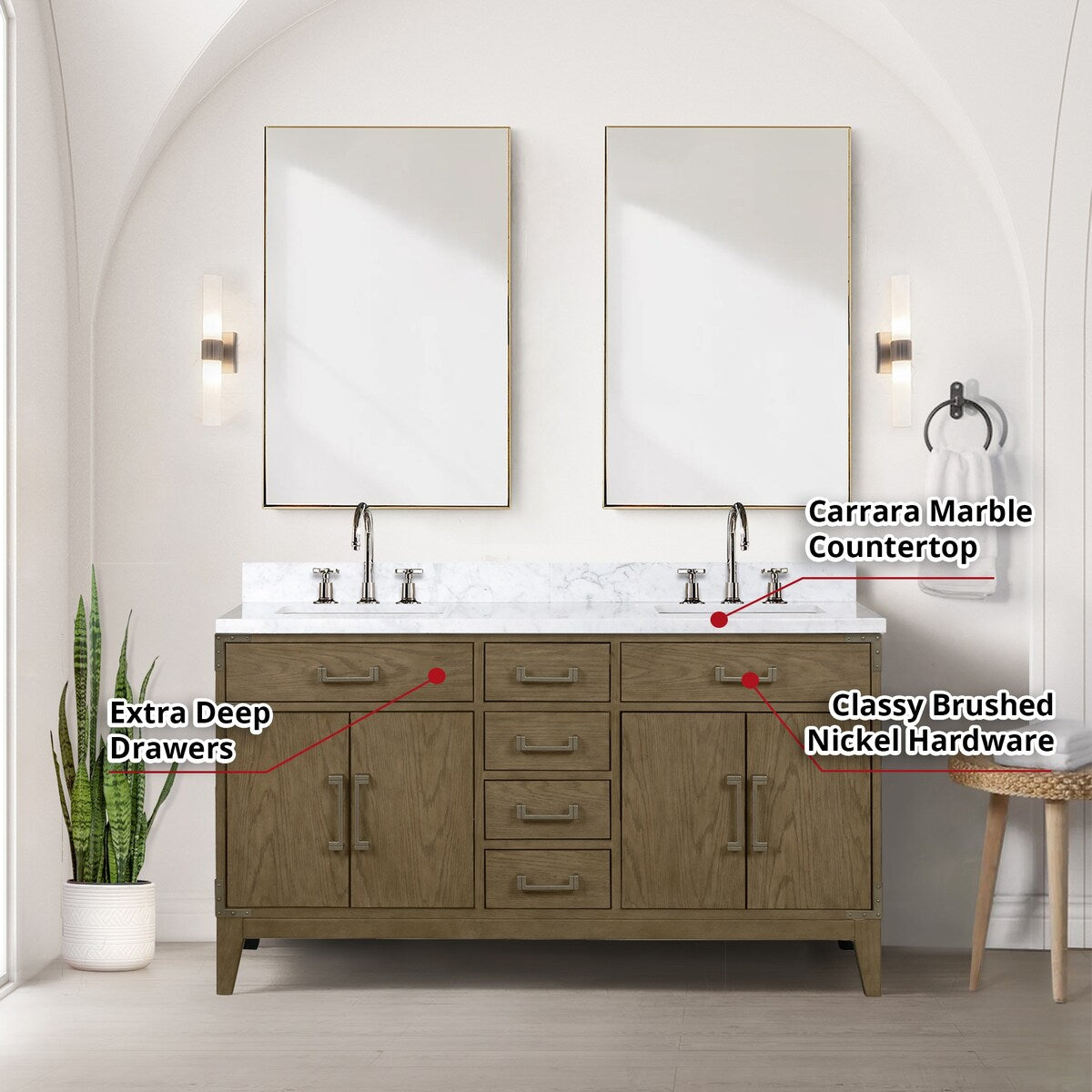 Laurel Bath Vanity and Carrara Marble Top