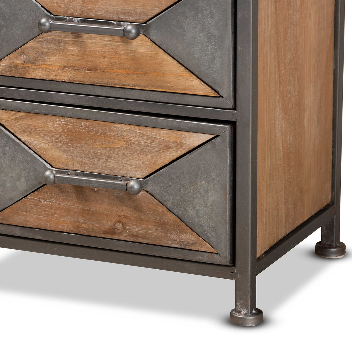 Laurel Grey Metal and Oak Brown Wood 5-Drawer Storage Cabinet