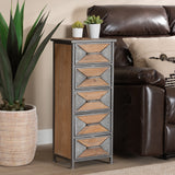 Laurel Grey Metal and Oak Brown Wood 5-Drawer Storage Cabinet