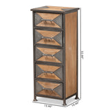 Laurel Grey Metal and Oak Brown Wood 5-Drawer Storage Cabinet