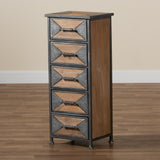 Laurel Grey Metal and Oak Brown Wood 5-Drawer Storage Cabinet