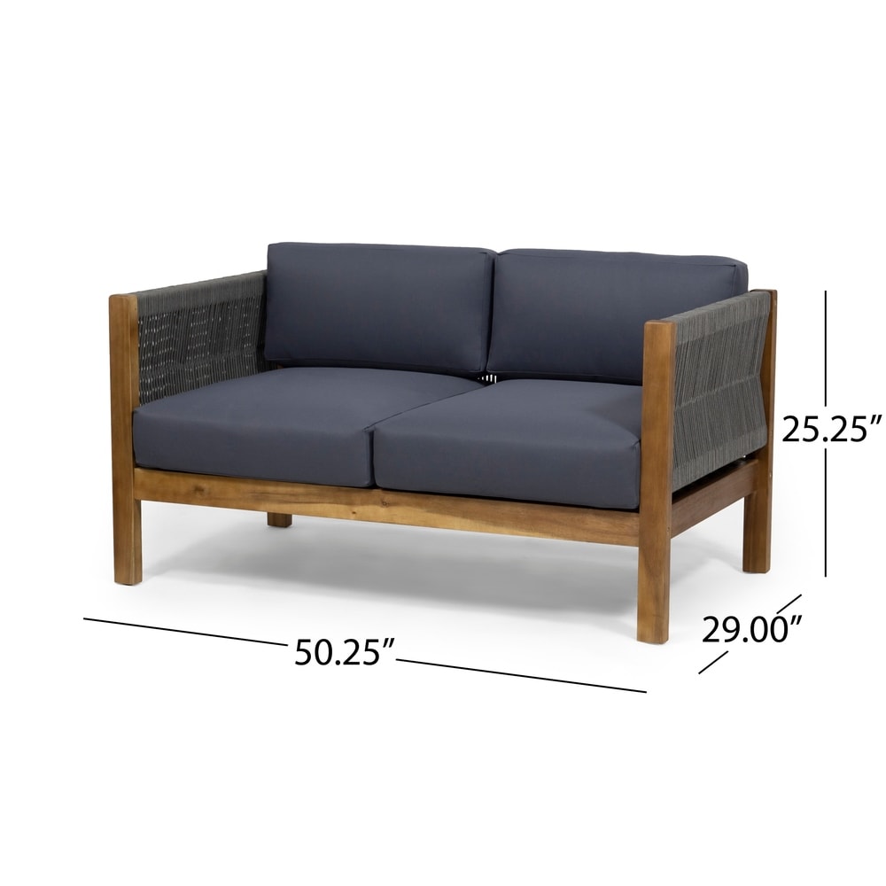 Laurel Modern Acacia Wood Outdoor 4-piece Chat Set by Christopher Knight Home