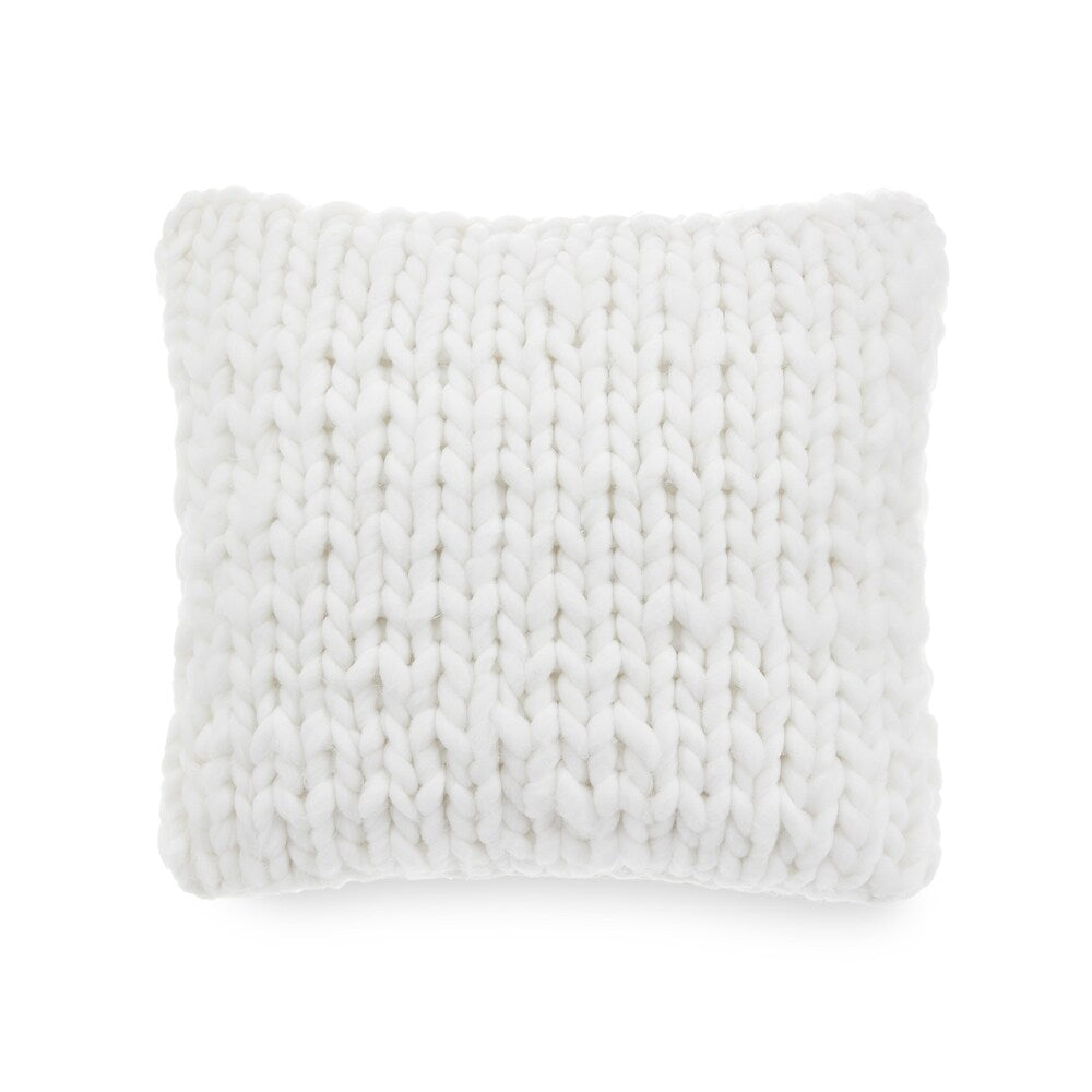 Laurel White Chunky Knit Throw Pillow