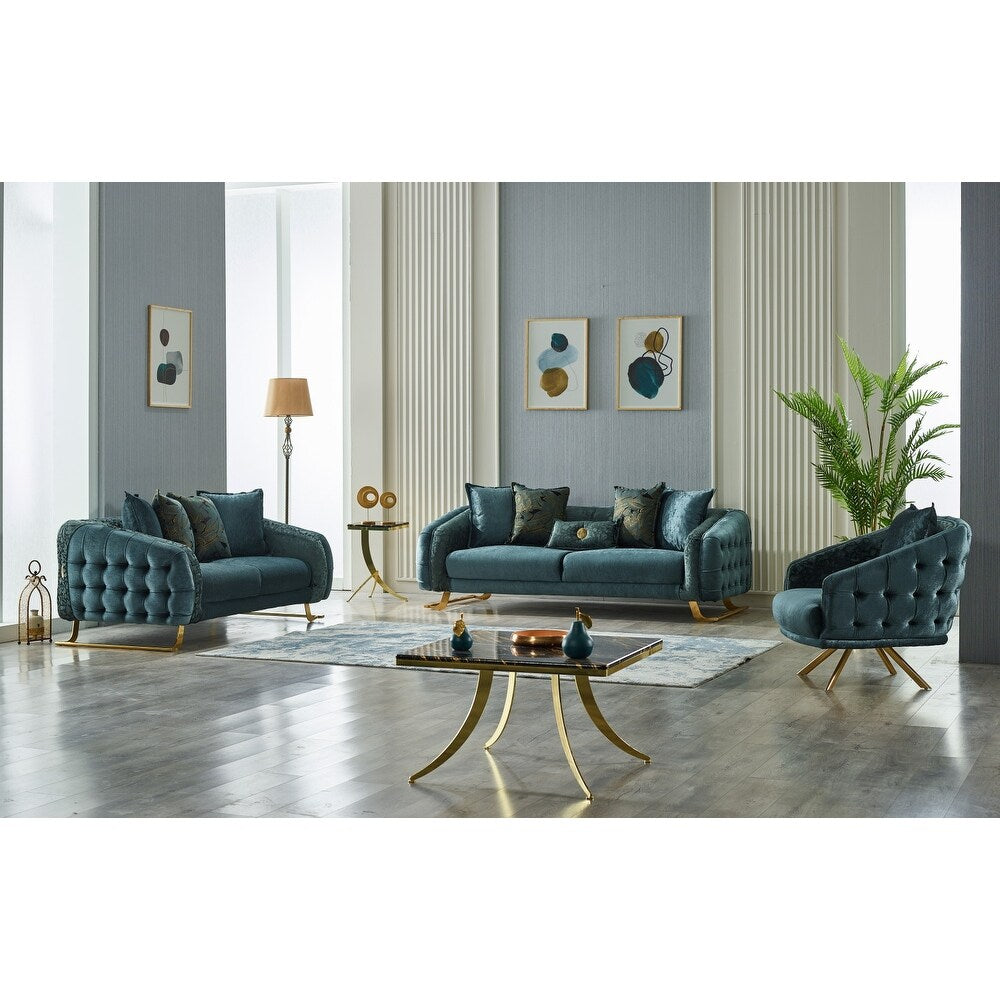 Lauren 4-Pieces One Sofa One Loveseat Two Chair Living Room Set, Metal Leg