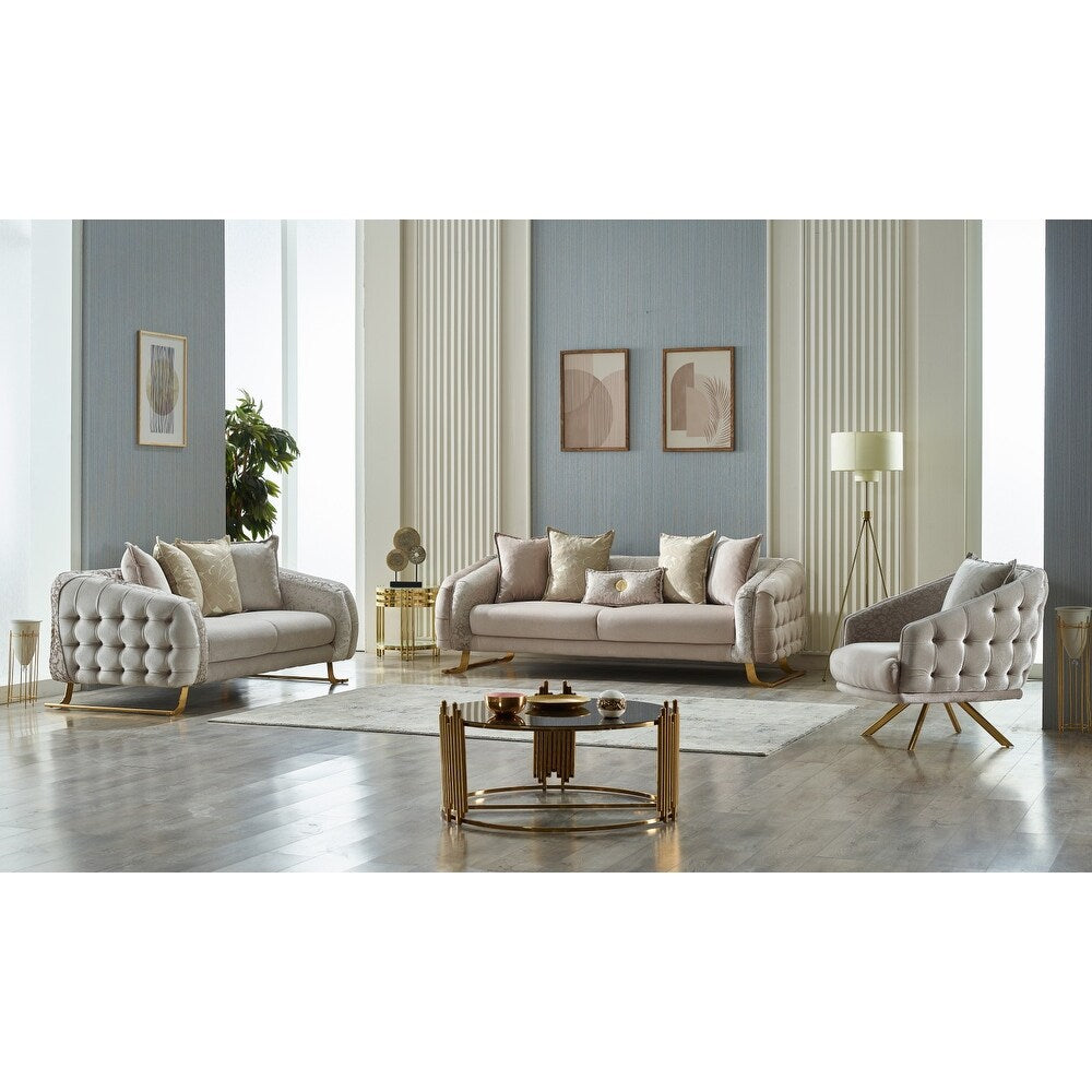 Lauren 4-Pieces One Sofa One Loveseat Two Chair Living Room Set, Metal Leg