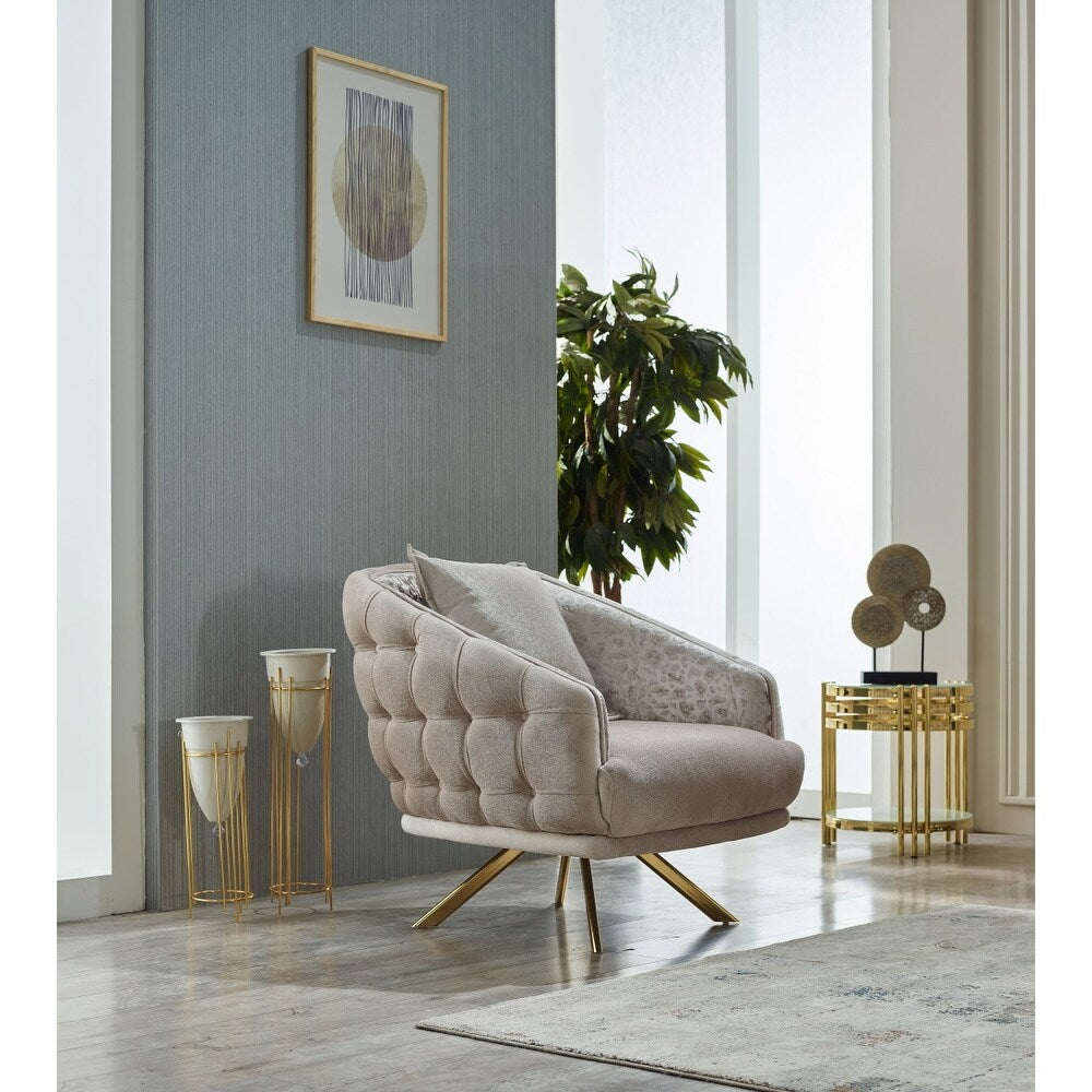 Lauren 4-Pieces One Sofa One Loveseat Two Chair Living Room Set, Metal Leg