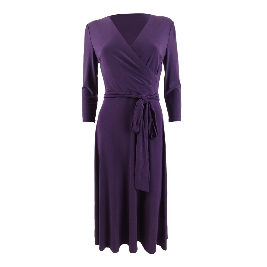 Lauren Ralph Lauren Women's Belted Surplice Midi Dress