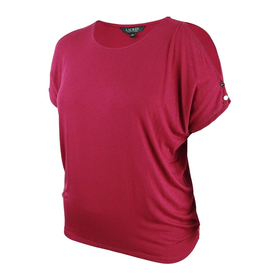 Lauren Ralph Lauren Women's Button Cutout Sleeve Tee