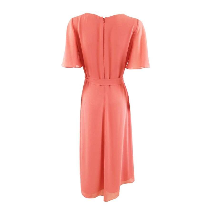 Lauren Ralph Lauren Women's Georgette Flutter-Sleeve Dress (10, Sky Red)