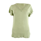 Lauren Ralph Lauren Women's Jersey Flutter-Sleeve T-Shirt (L, Ranch Sage)