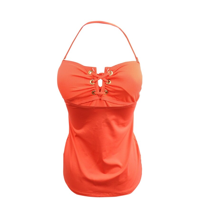 Lauren Ralph Lauren Women's Lace-Up Tubini Swim Top Swimsuit (12, Sunset)