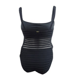 Lauren Ralph Lauren Women's Ottoman Mesh One-Piece Swimsuit (8, Black)