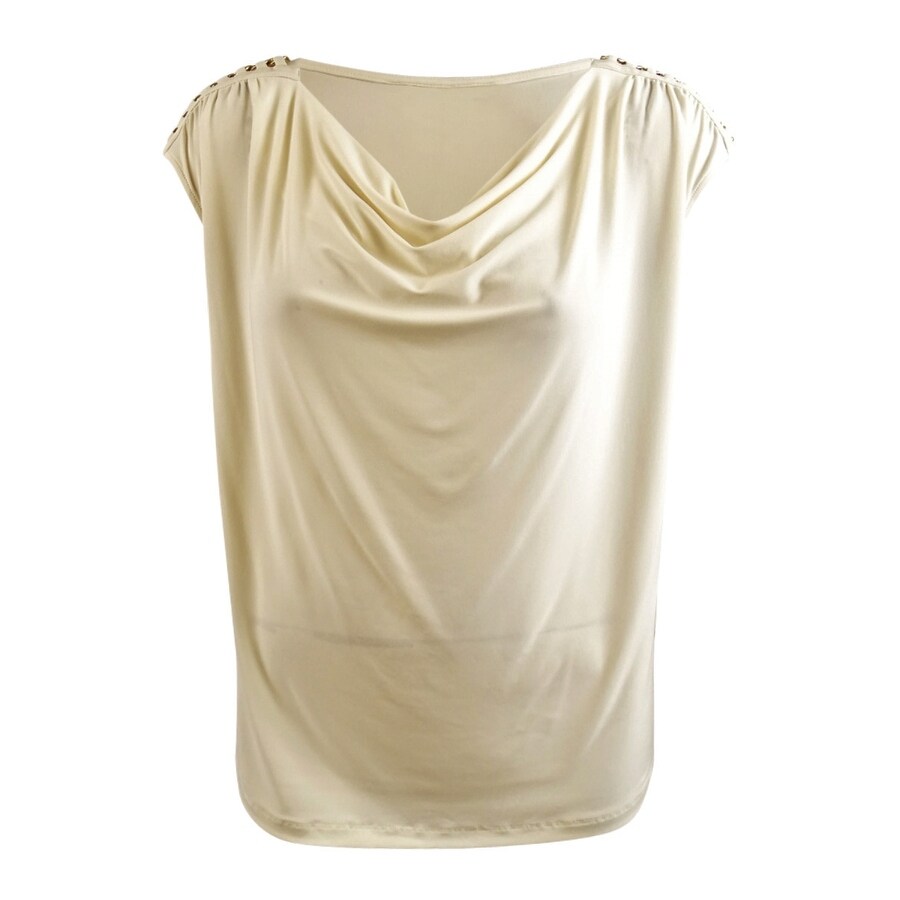 Lauren Ralph Lauren Women's Plus Jersey Cowl Neck Top (3X, Winter Cream)