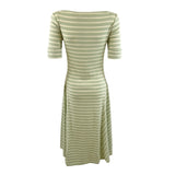 Lauren Ralph Lauren Women's Striped Stretch Cotton Midi Dress (XL, Sage/Cream)