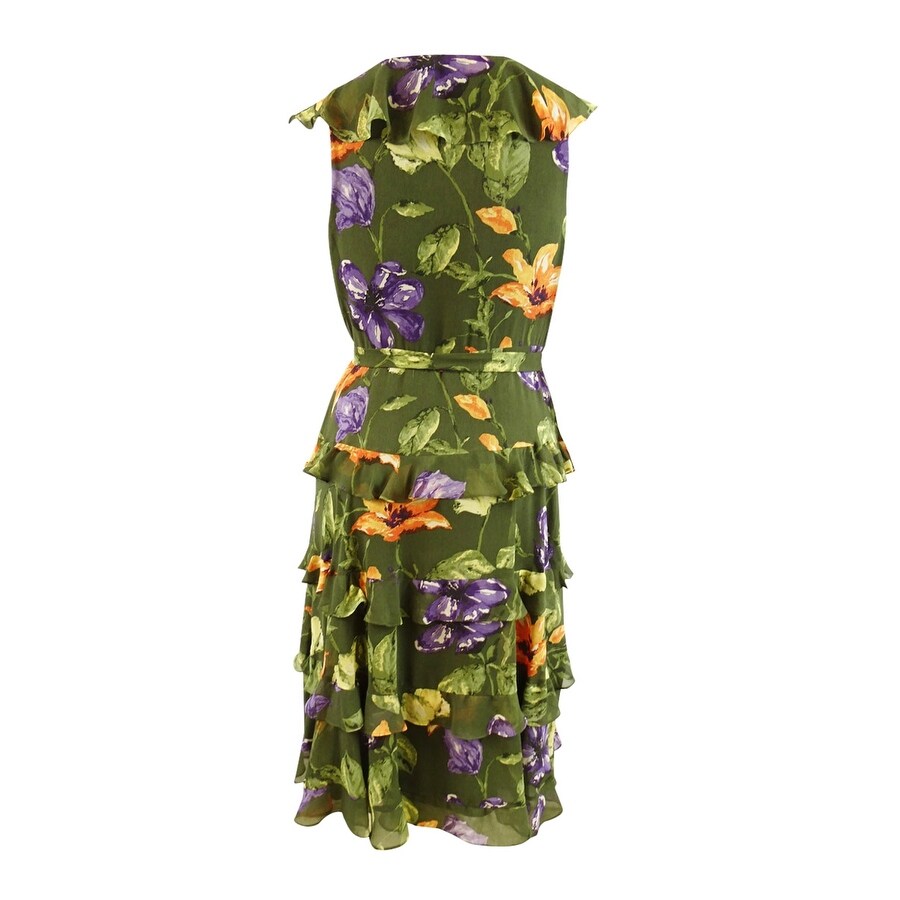 Lauren Ralph Lauren Women's Surplice Georgette Midi Dress (14, Farm Olive)