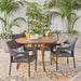 Laurent Outdoor 5 Piece Acacia Wood and Wicker Dining Set by Christopher Knight Home