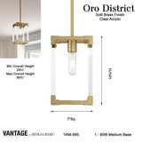 Lavery Oro District Soft Brass With Acrylic 1 Light Pendant
