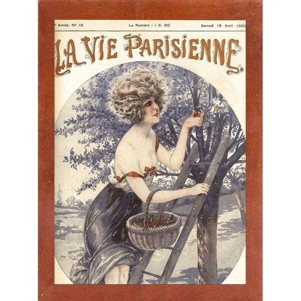 Lavie Parisenne Cherry Picking-VINAPP116914 Print 17"x12.25" by Vintage Apple Collection