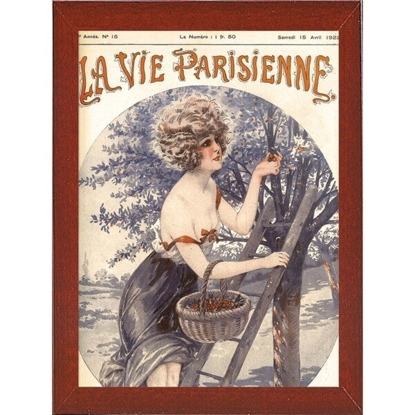 Lavie Parisenne Cherry Picking-VINAPP116914 Print 17"x12.25" by Vintage Apple Collection