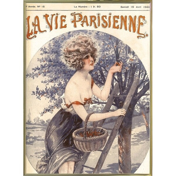 Lavie Parisenne Cherry Picking-VINAPP116914 Print 17"x12.25" by Vintage Apple Collection