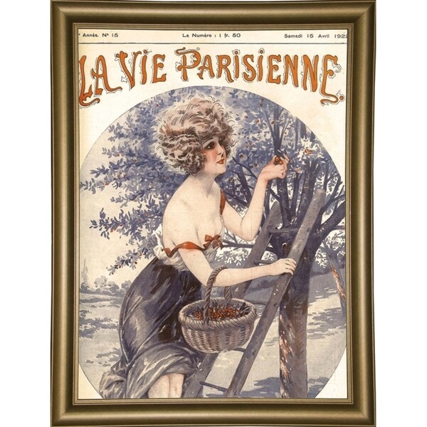 Lavie Parisenne Cherry Picking-VINAPP116914 Print 17"x12.25" by Vintage Apple Collection