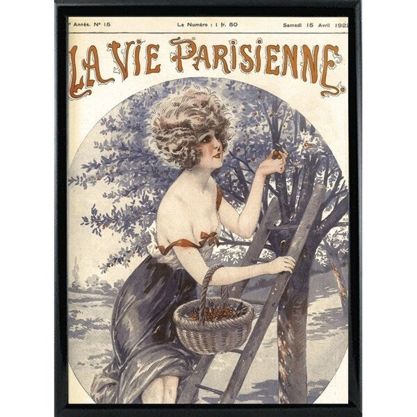 Lavie Parisenne Cherry Picking-VINAPP116914 Print 17"x12.25" by Vintage Apple Collection