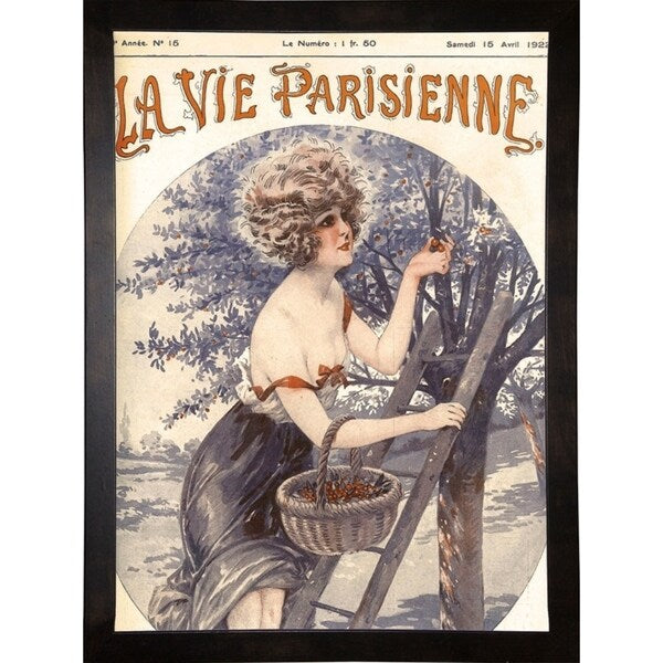 Lavie Parisenne Cherry Picking-VINAPP116914 Print 17"x12.25" by Vintage Apple Collection