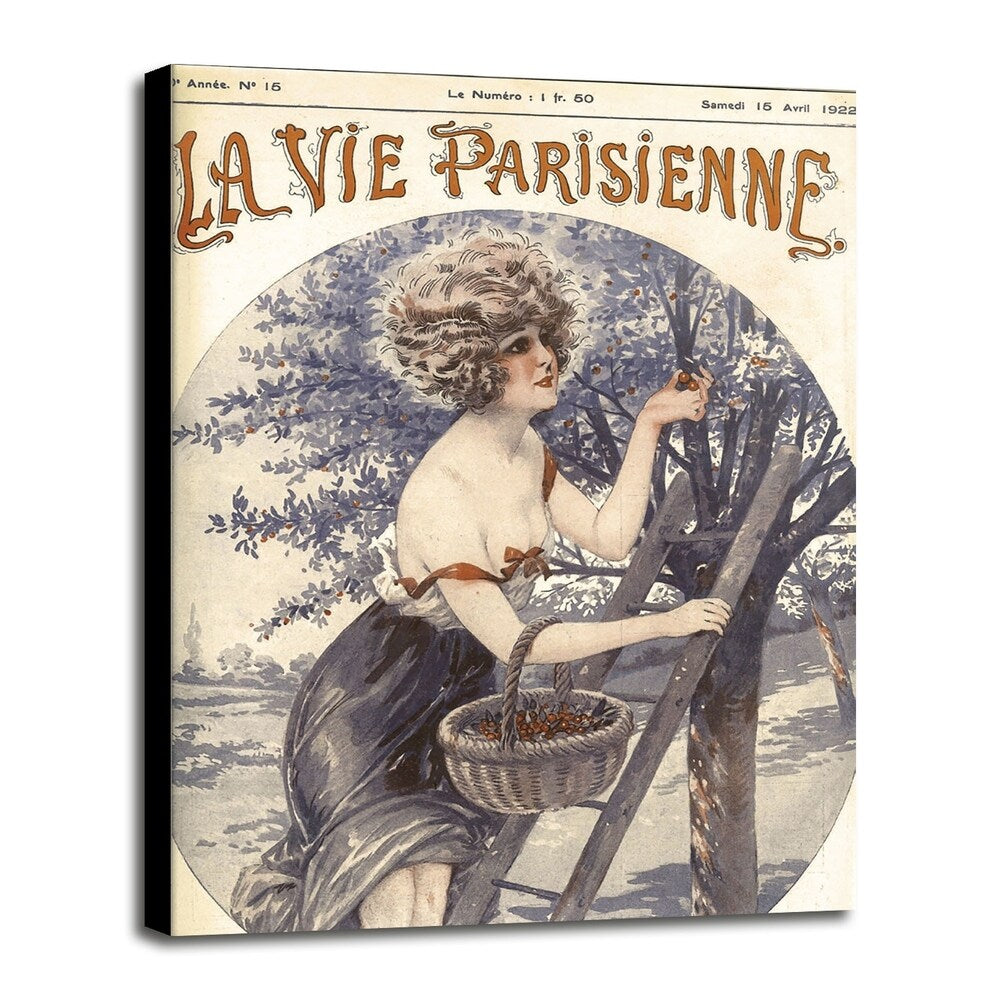 Lavie Parisenne Cherry Picking-VINAPP116914 Print 17"x12.25" by Vintage Apple Collection