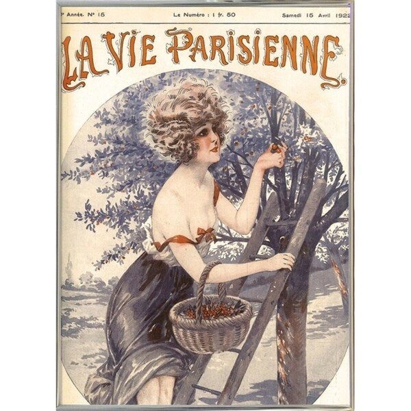 Lavie Parisenne Cherry Picking-VINAPP116914 Print 17"x12.25" by Vintage Apple Collection