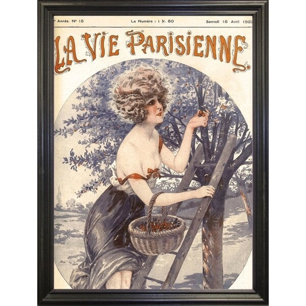 Lavie Parisenne Cherry Picking-VINAPP116914 Print 17"x12.25" by Vintage Apple Collection