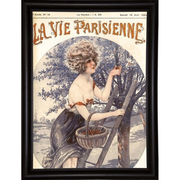 Lavie Parisenne Cherry Picking-VINAPP116914 Print 17"x12.25" by Vintage Apple Collection