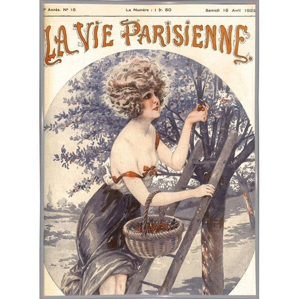 Lavie Parisenne Cherry Picking-VINAPP116914 Print 17"x12.25" by Vintage Apple Collection
