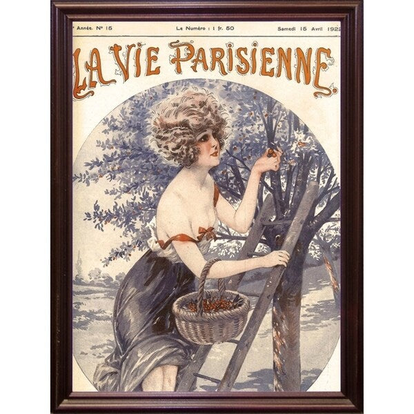 Lavie Parisenne Cherry Picking-VINAPP116914 Print 17"x12.25" by Vintage Apple Collection