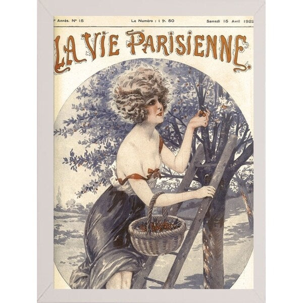 Lavie Parisenne Cherry Picking-VINAPP116914 Print 17"x12.25" by Vintage Apple Collection