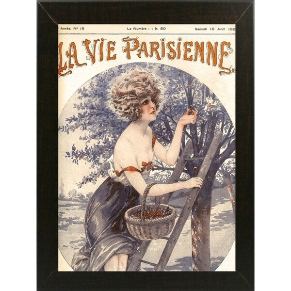 Lavie Parisenne Cherry Picking-VINAPP116914 Print 17"x12.25" by Vintage Apple Collection