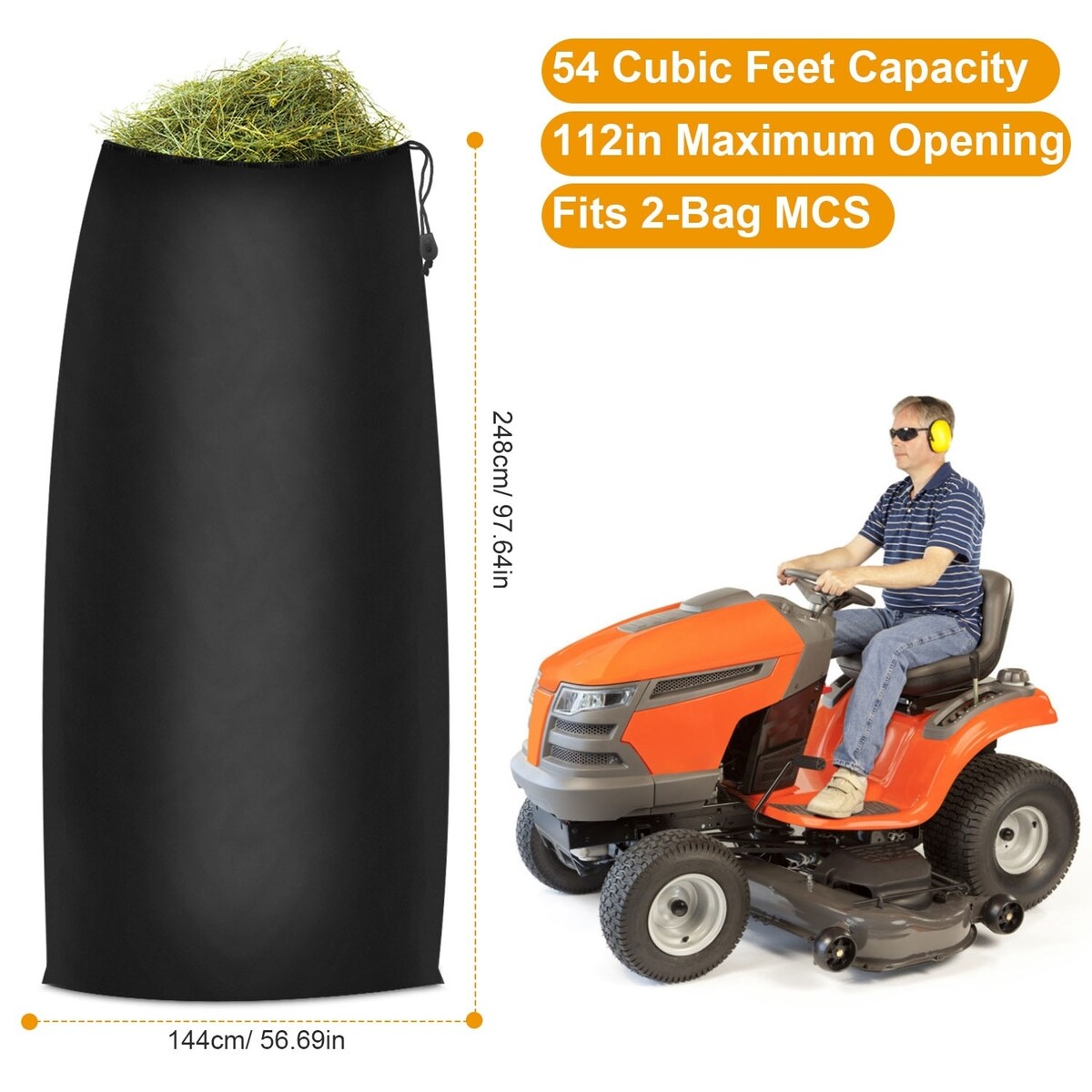 Lawn Tractor Leaf Bag 54 Cubic Feet Garden Waste Collection Bag