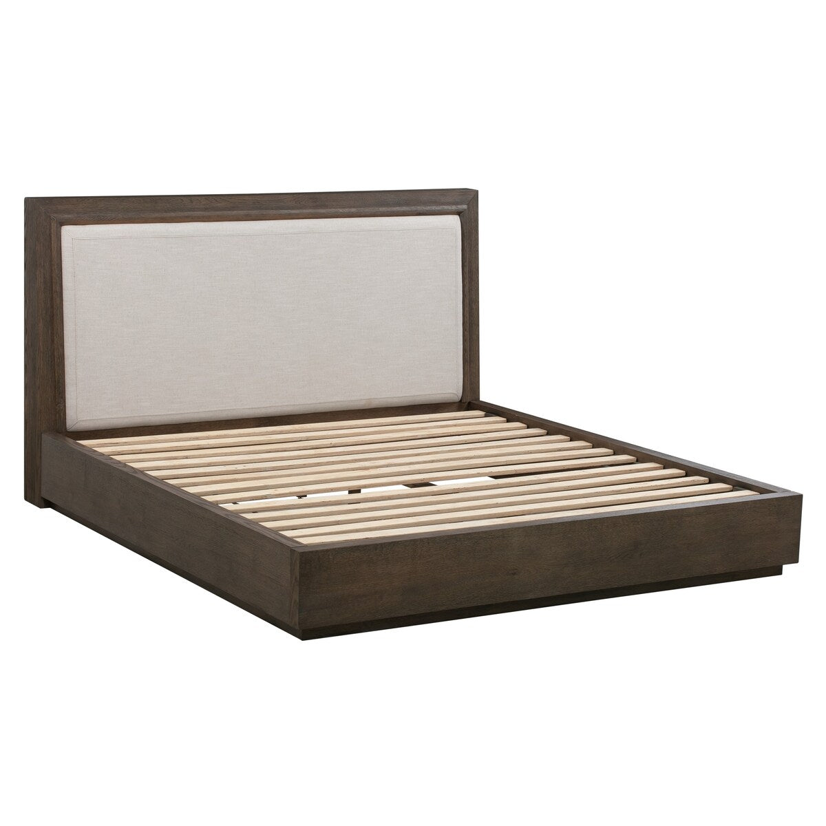 Lawson Linen Upholstered Wood Platform Bed in Big Bear Brown