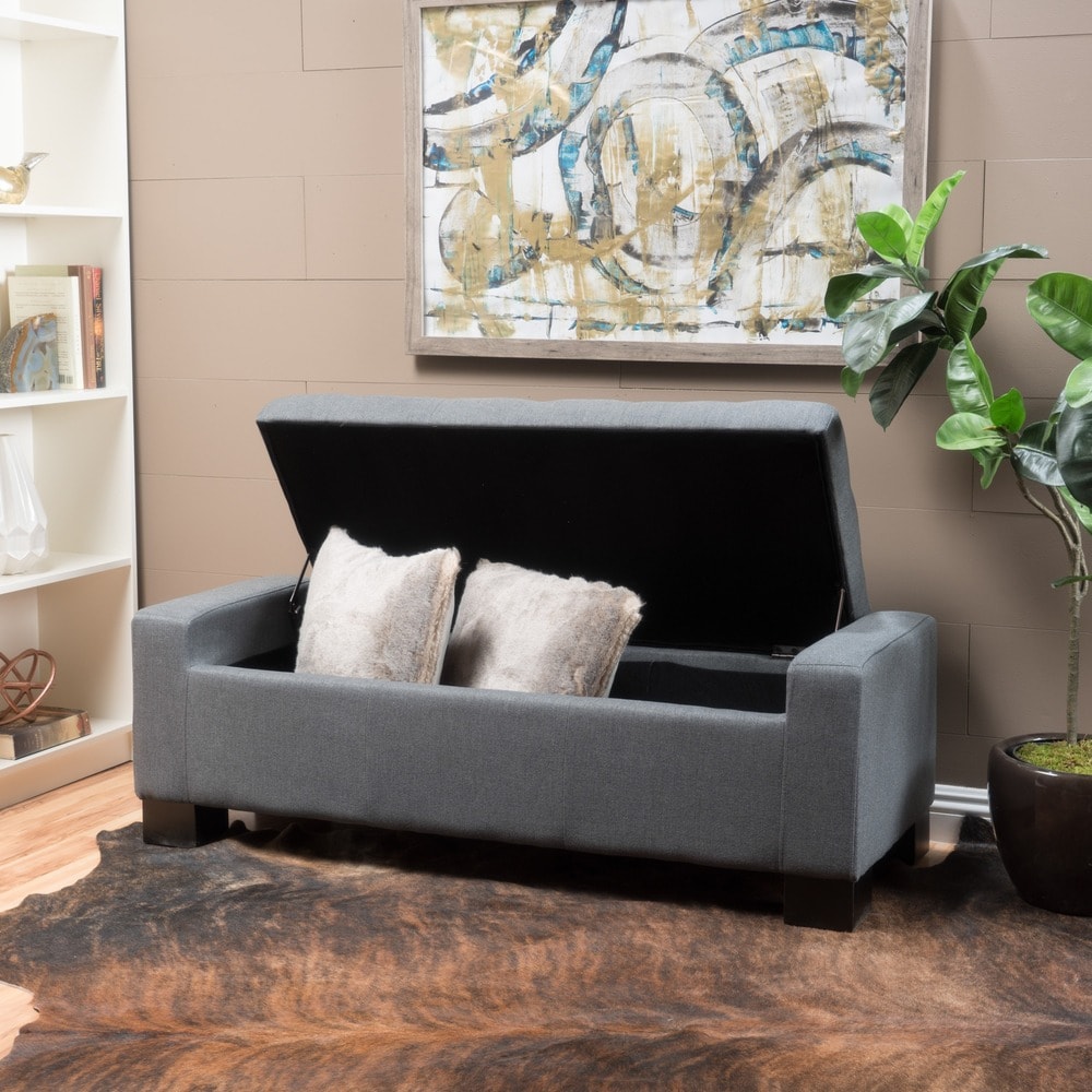 Christopher Knight Home Lawton Fabric Storage Ottoman Bench