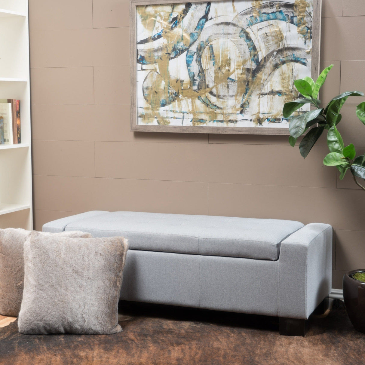 Christopher Knight Home Lawton Fabric Storage Ottoman Bench
