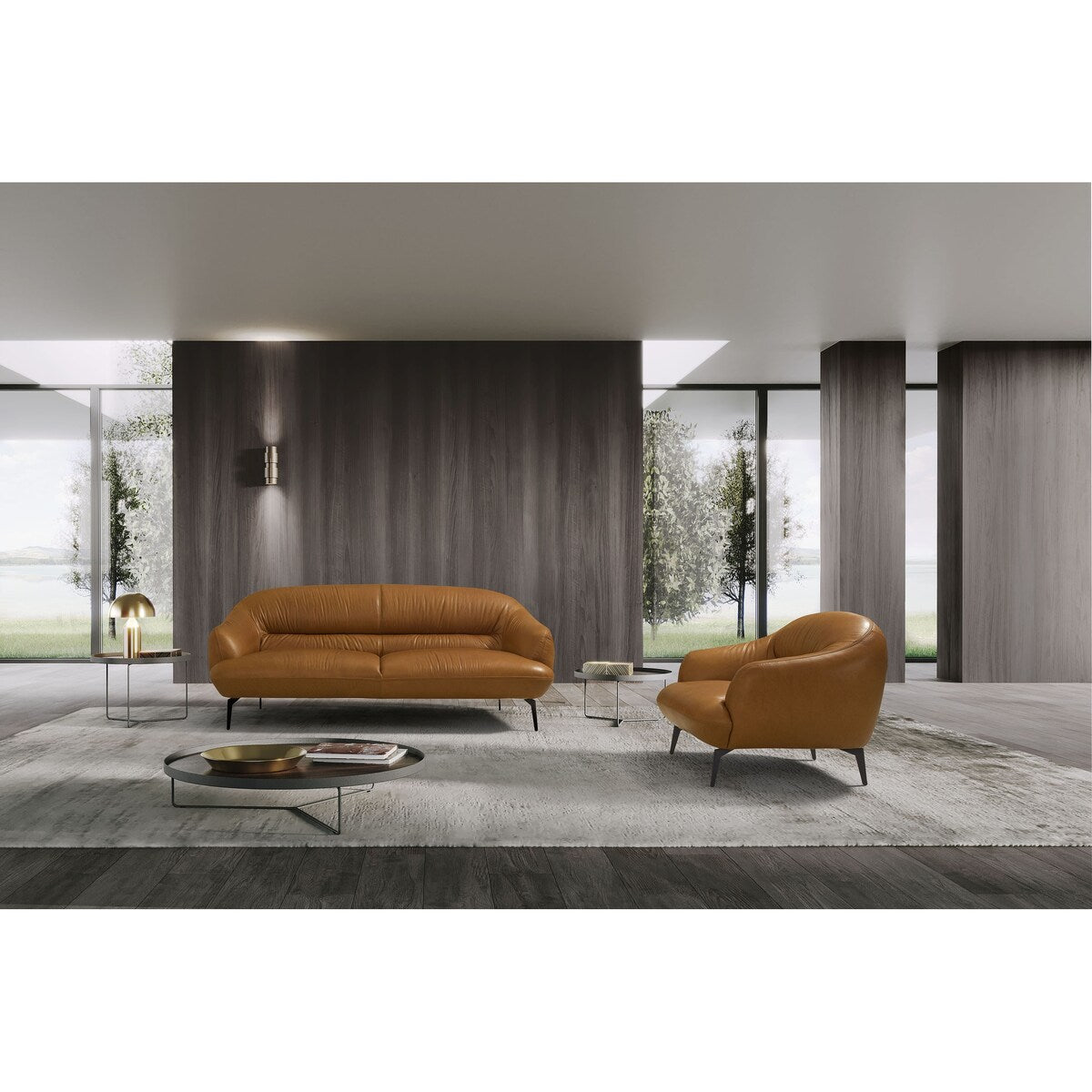 Layla Chair with Sloped Arm and Metal Leg