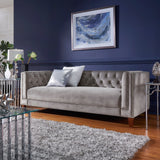 Layla Jewel-tuft Grey Velvet Seating with Nailhead by iNSPIRE Q Bold
