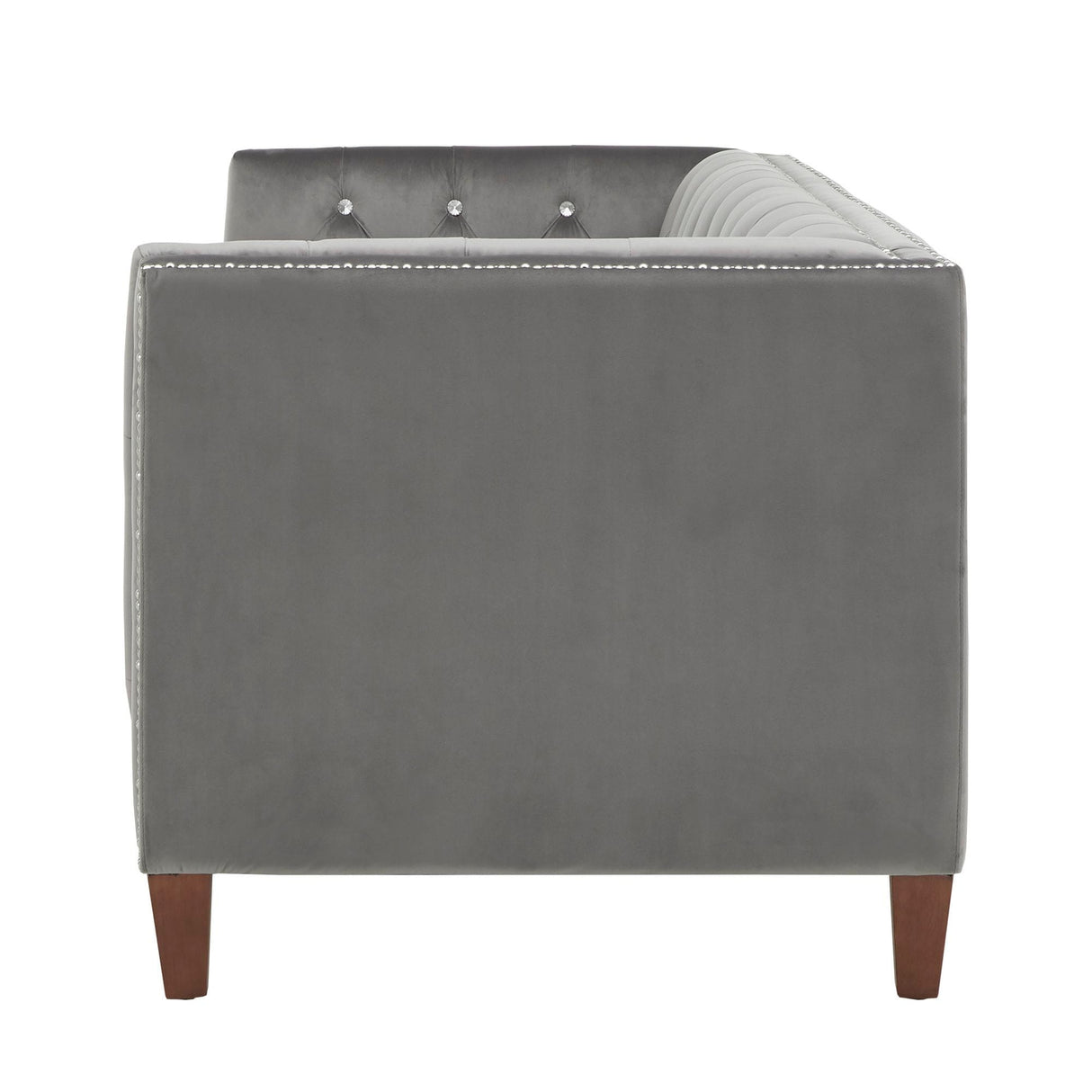 Layla Jewel-tuft Grey Velvet Seating with Nailhead by iNSPIRE Q Bold
