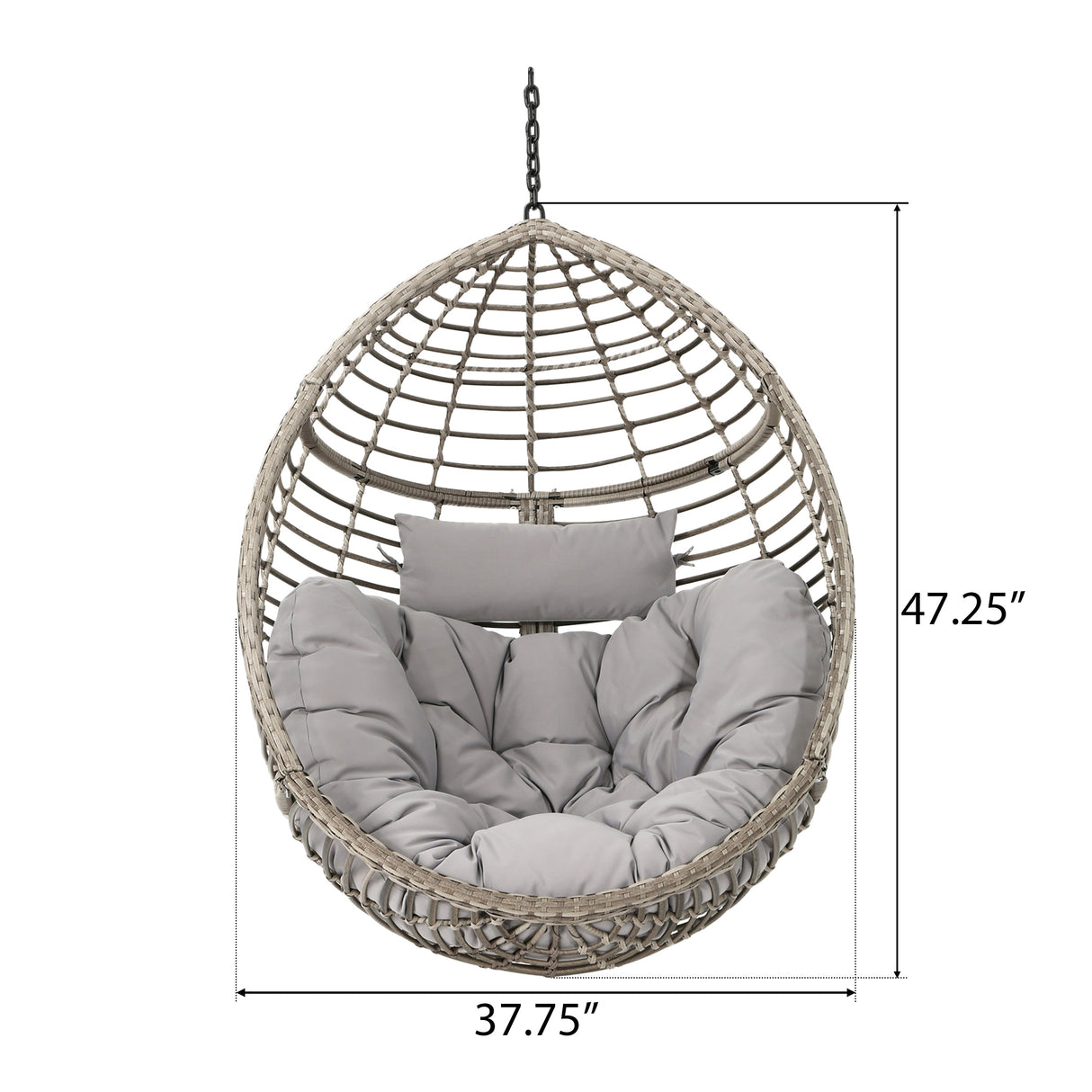 Layla Outdoor Hanging Wicker Basket Chair by Christopher Knight Home - 400 lb limit
