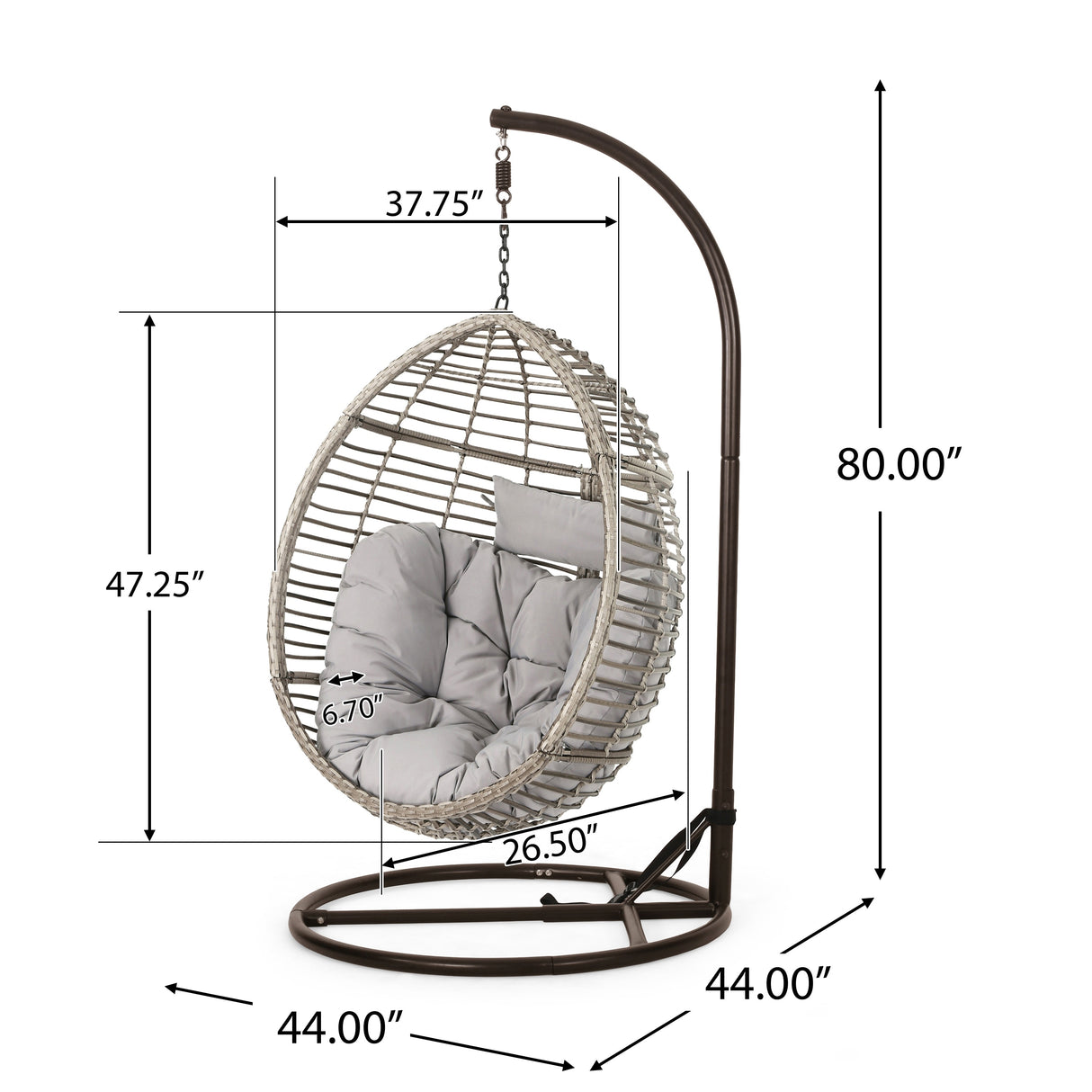 Layla Outdoor Hanging Wicker Basket Chair by Christopher Knight Home - 400 lb limit