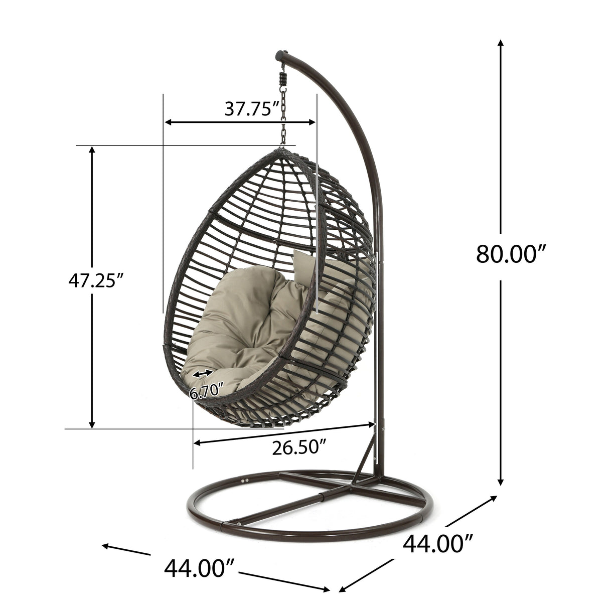 Layla Outdoor Hanging Wicker Basket Chair by Christopher Knight Home - 400 lb limit