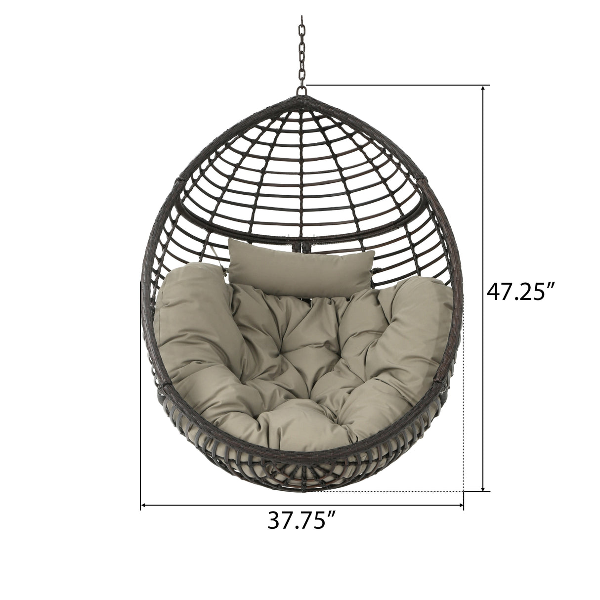 Layla Outdoor Hanging Wicker Basket Chair by Christopher Knight Home - 400 lb limit