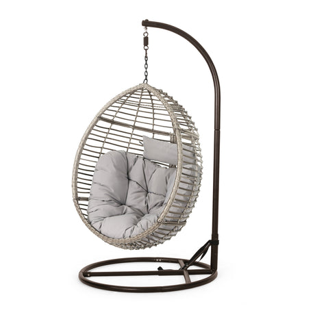 Layla Outdoor Hanging Wicker Basket Chair by Christopher Knight Home - 400 lb limit