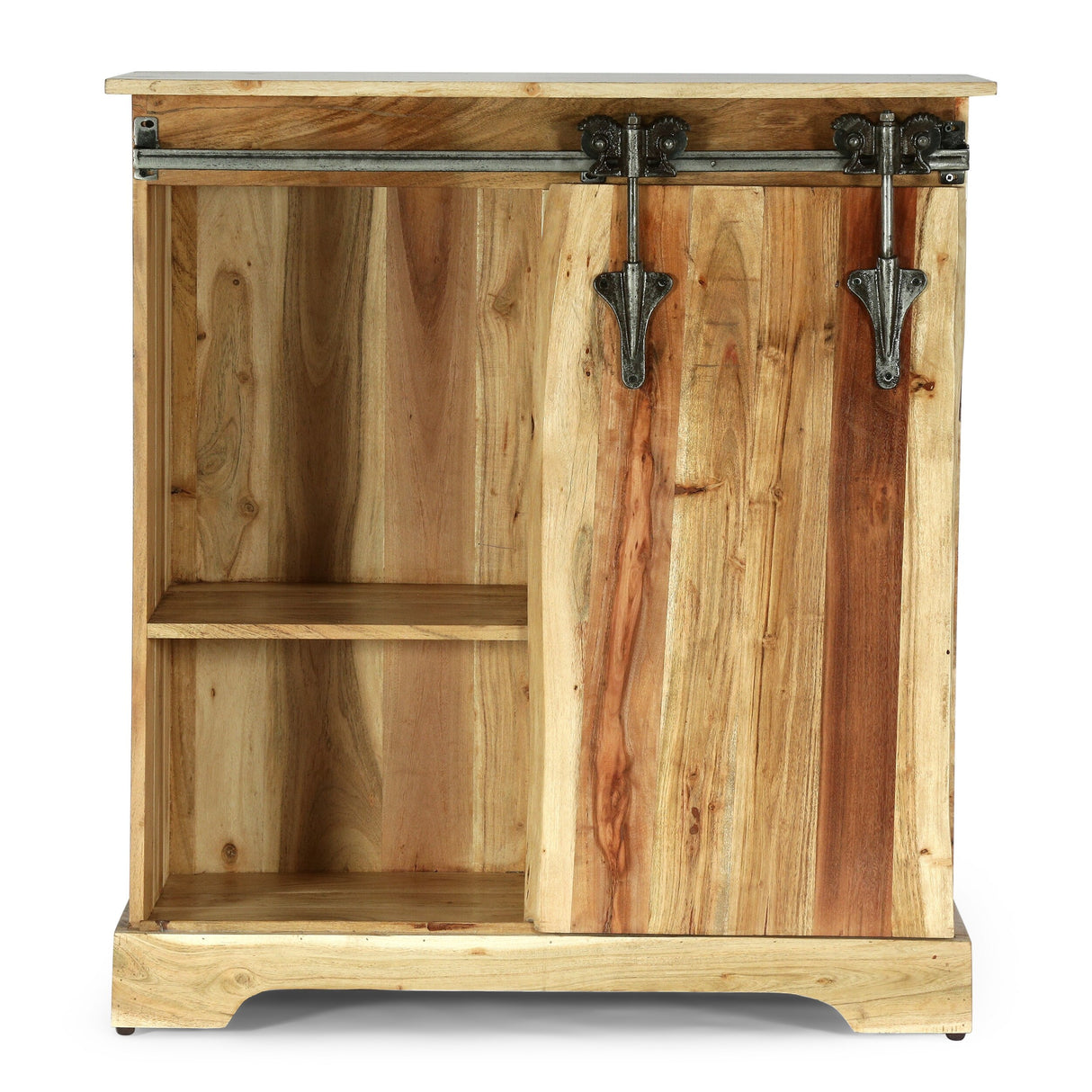 Laymon Modern Industrial Handcrafted Acacia Wood Live Edge Cabinet with Sliding Door by Christopher Knight Home
