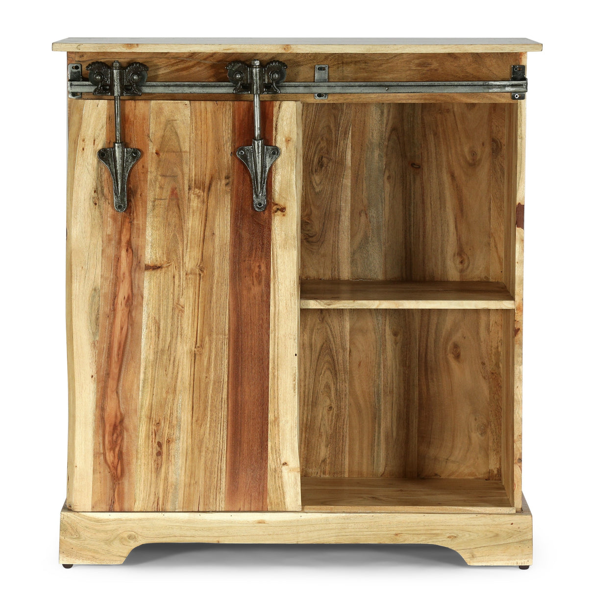 Laymon Modern Industrial Handcrafted Acacia Wood Live Edge Cabinet with Sliding Door by Christopher Knight Home