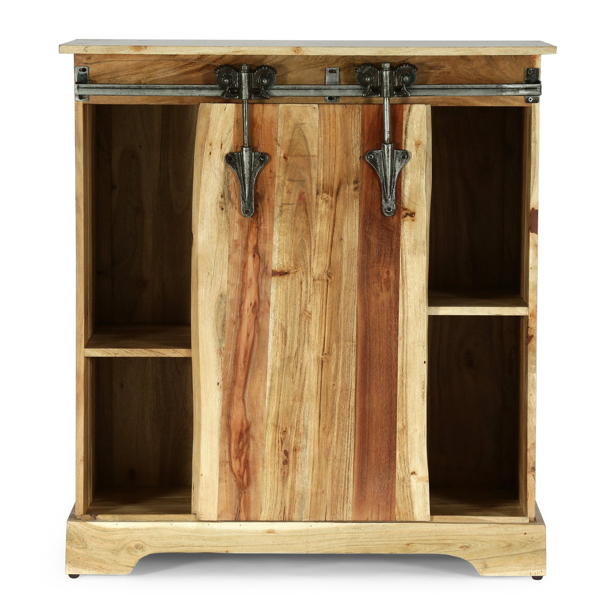 Laymon Modern Industrial Handcrafted Acacia Wood Live Edge Cabinet with Sliding Door by Christopher Knight Home